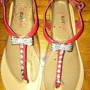 Red bow tie gem sandals